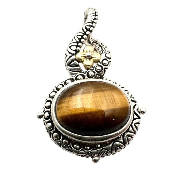 Barbara Bixby Womens Pendant 18K Gold Sterling Silver Tiger Eye
